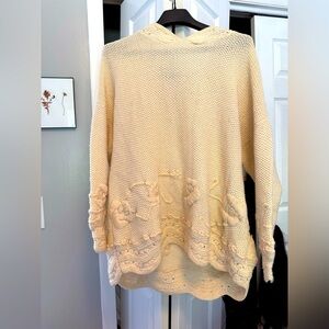 Roberta Freymann Vintage Heavy Knit Scallop Embroider Tunic Sweater Size Medium
